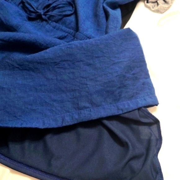 Large Davi & Dani Button Down Romper Short Sleeve Button Round Neck Tie Waist - Picture 9 of 11